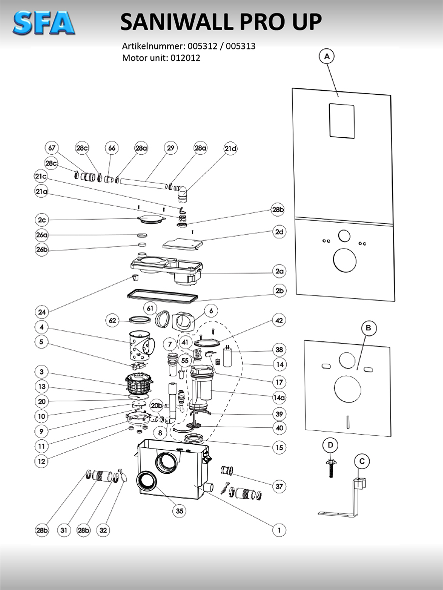 Saniwall PRO UP - Sanitair onderdelen shop B.V.